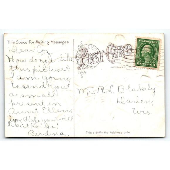 Saint Patrick's Day Postcard Uncle Sam Irish Toasting Cocktails Embossed 1914 - Picture 2 of 2